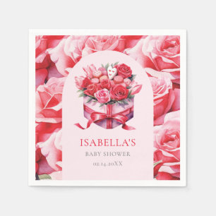 Red Floral Arch Baby Shower Personalized Napkins