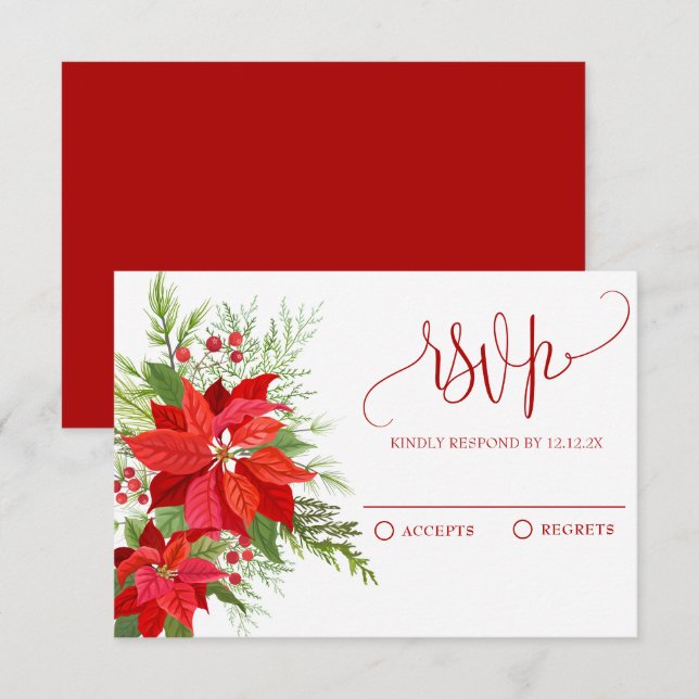 Red floral berry RSVP card (Front/Back)