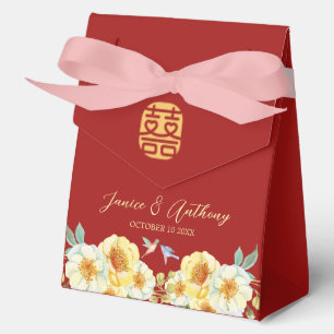 Red floral bird Chinese wedding  Favor Boxes