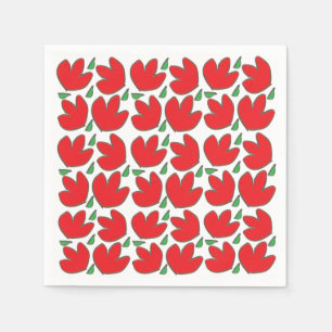Red Floral Birthday Party Napkins