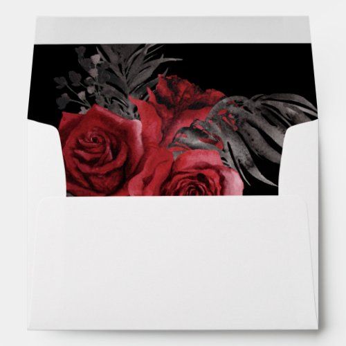 Red Floral  Black Feather _ Black Envelope