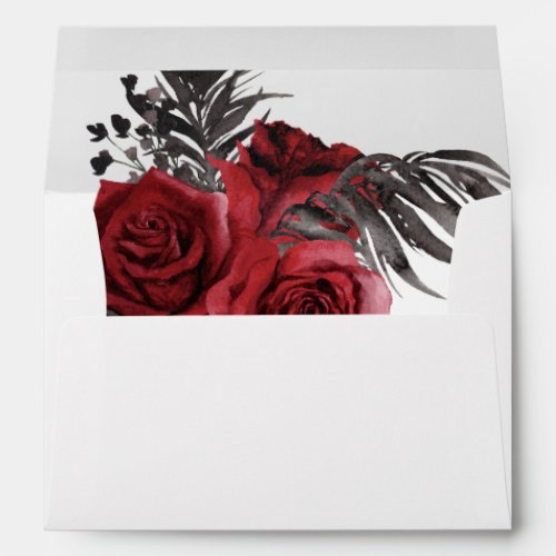 Red Floral  Black Feather Envelope