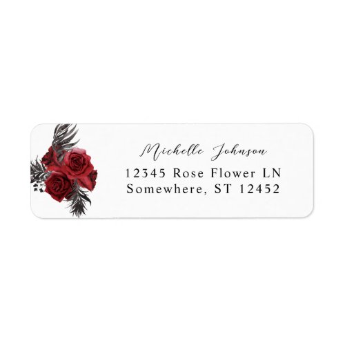 Red Floral  Black Floral Return Address Label