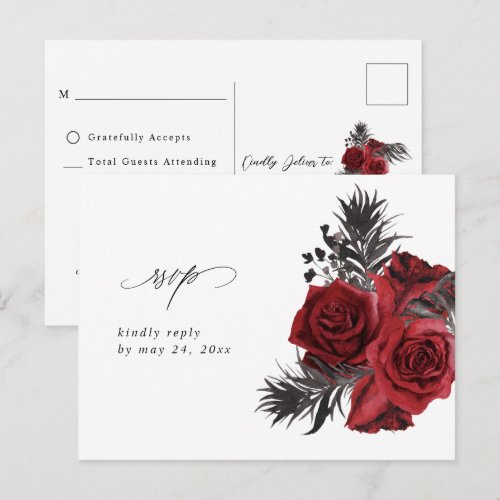 Red Floral & Black no Meal RSVP