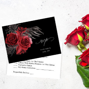Red Floral & Black w Meal RSVP - Black Card