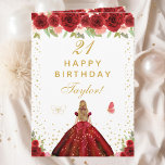Red Floral Blonde Hair Girl Happy Birthday Card<br><div class="desc">This elegant and glamorous birthday card can be personalized with a name or title such as daughter, granddaughter, niece, friend etc. The design features a beautiful princess with blonde hair and fair skin in a red ball gown. The text combines handwritten script and modern sans serif fonts for a classy...</div>