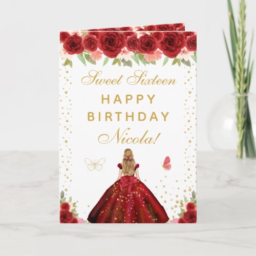 Red Floral Blonde Hair Girl Sweet Sixteen