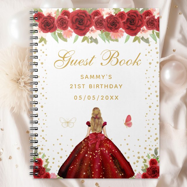 Red Floral Blonde Hair Princess Guest Book (Creator Uploaded)