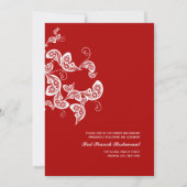 Red Floral Boho Peacock Eastern Chic Asian Wedding Invitation (Back)