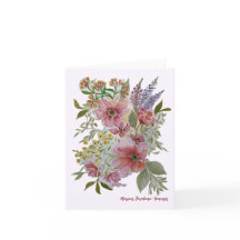 Red Floral Bouquet Note/Greeting Card