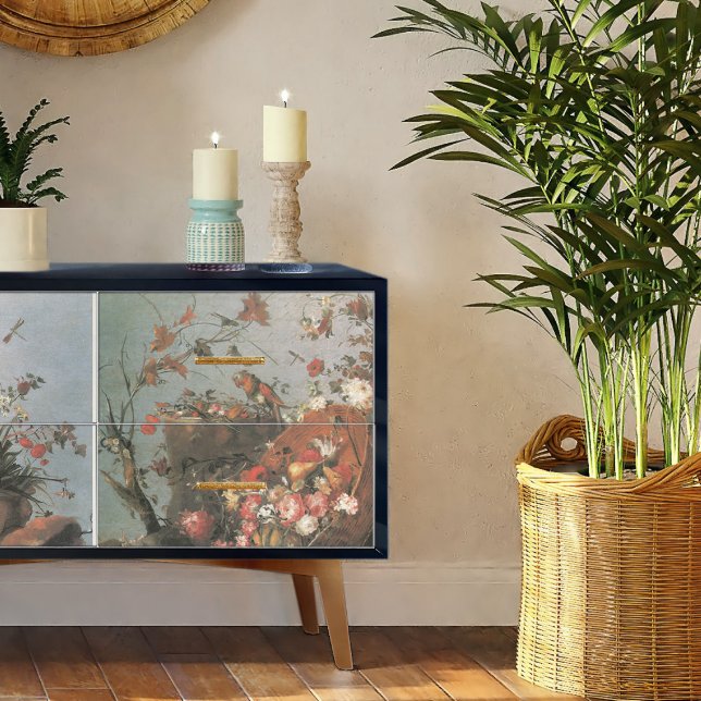 Red Floral Bouquet Vintage Vase Birds Decoupage Tissue Paper (Creator Uploaded)