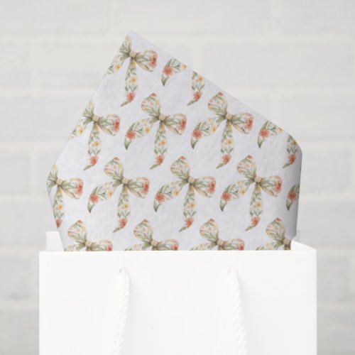 Red Floral Bows Birthday Tissue Paper