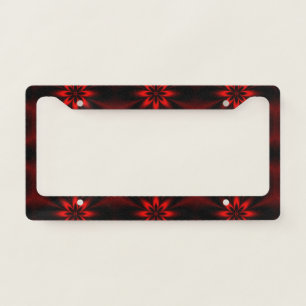 Red Floral Burst License Plate Frame