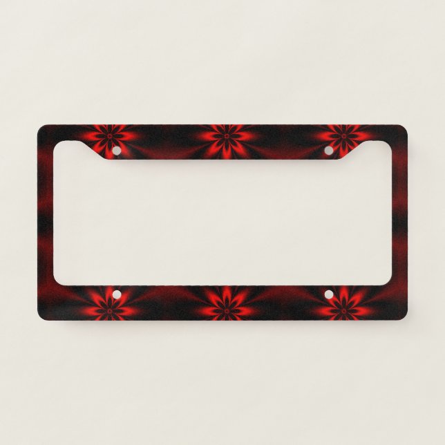 Red Floral Burst License Plate Frame (Front)