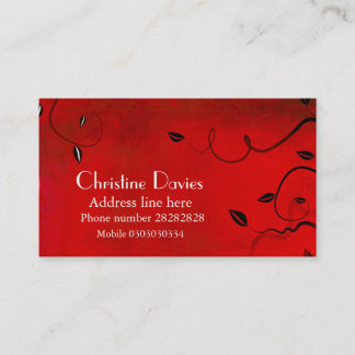 Red floral business card