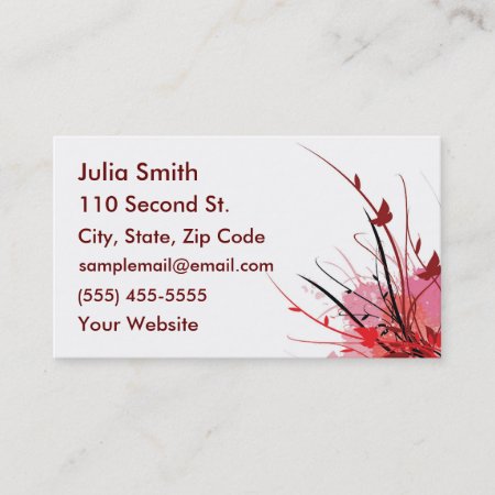 Red Floral Business Cards