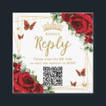 Red Floral Butterflies Quinceanera RSVP QR Code Enclosure Card<br><div class="desc">Elegant Red Floral Square QR Code RSVP Enclosure Cards. Personalize them easily and quickly, simply click the customize it further button to edit the texts, change fonts and fonts colors. Featuring beautiful watercolor red flowers, gold butterflies and a gold geometric frame. Matching items available in store. (c) Somerset Fine Paperie...</div>