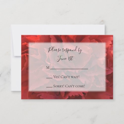 Red Floral Carnation Wedding RSVP Response Card