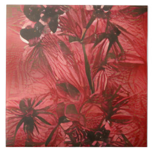 Red Floral Ceramic Tile
