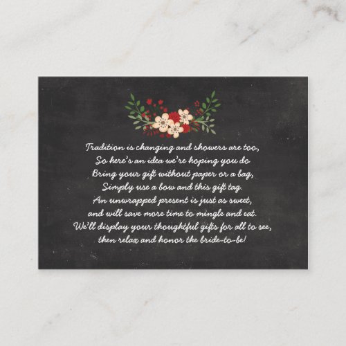 Red Floral Chalkboard No wrap insert bridal shower