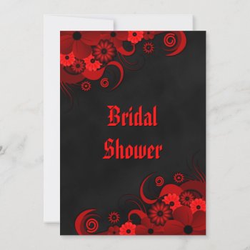 Red Floral Chalkboard Wedding Bridal Shower Invite by sunnymars at Zazzle
