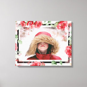 Red Floral Child Photo Canvas