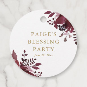 Red Floral Christian Mother and Baby Blessing Favor Tags
