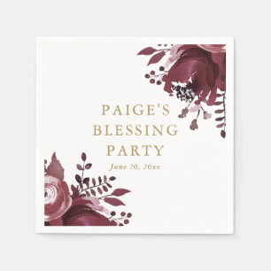 Red Floral Christian Mother and Baby Blessing Napkins