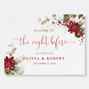 Red Floral Christmas The Night Before Foam Board