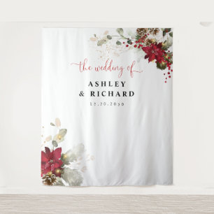 Red Floral Christmas Wedding Backdrops