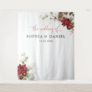 Red Floral Christmas Wedding Backdrops