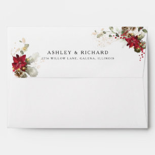 Red Floral Christmas Wedding Envelope