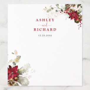 Red Floral Christmas Wedding Envelope Liner