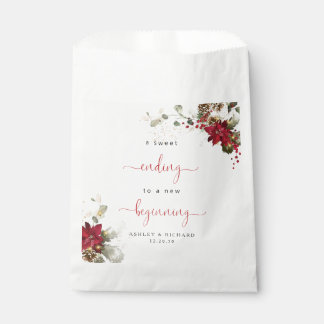 Red Floral Christmas Wedding Favor Bag