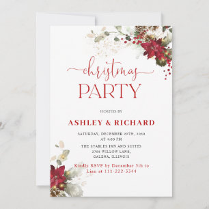 Red Floral Christmas Wedding Invitations