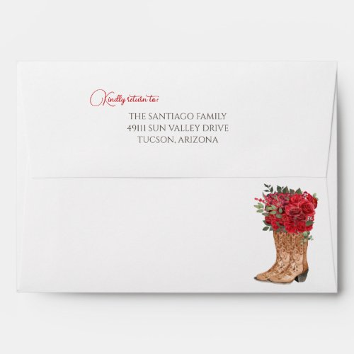 Red Floral Country Western Vaquera Envelope