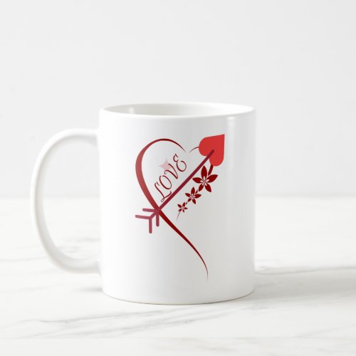 Red floral cupid arrow heart valentines day   coffee mug