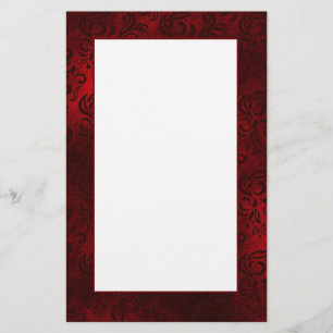 Red Floral Damask Writing Paper