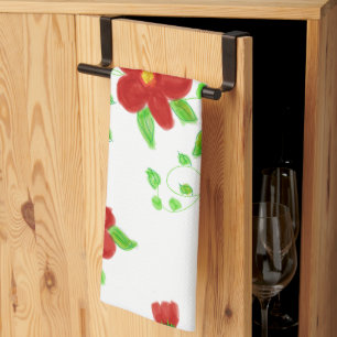 Red Floral Designer Towel