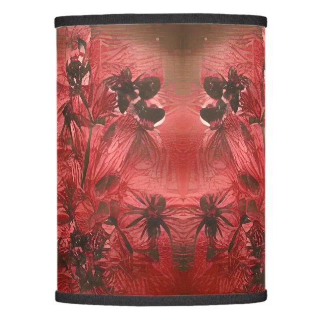 Red Floral  Drum Sticks Lamp Shade (Front)