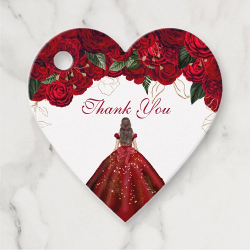 Red Floral Elegant Rose Birthday Thank You Favor Tags