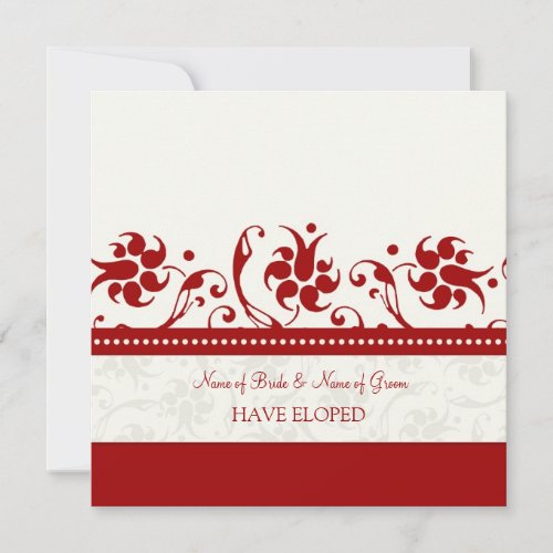 Red Floral Elopement Announcement Cards