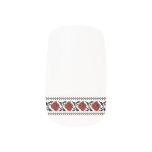 Red Floral Embroidery Vyshyvanka Minx Nail Wraps