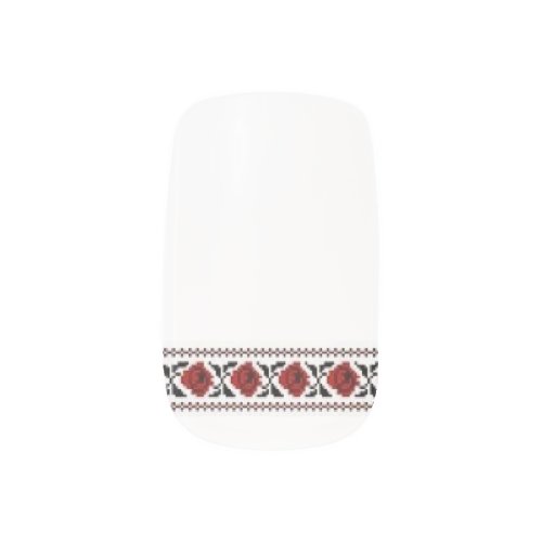 Red Floral Embroidery Vyshyvanka Minx Nail Wraps