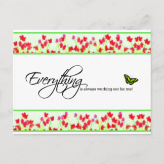 Red Floral - Everything is always working out Postcard