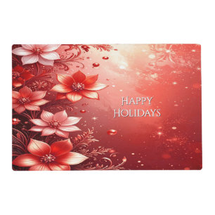 Red Floral Festive Paper Placemat