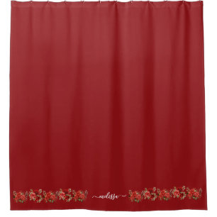 Red Floral Flowers on Bottom Shower Curtain