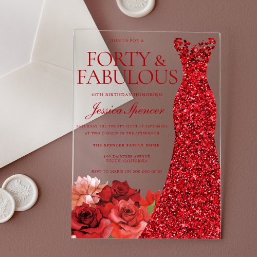 Red Floral Forty & Fabulous 40th Birthday Party