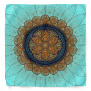 Red floral fractal pattern bandana
