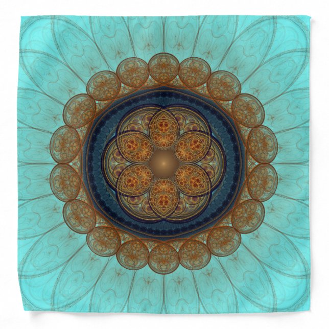 Red floral fractal pattern bandana (Front)